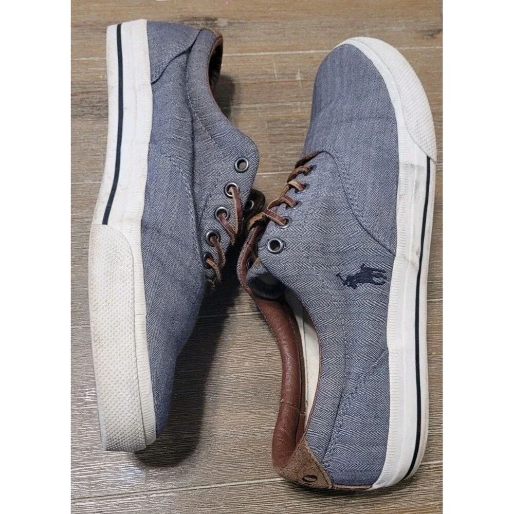 Ralph Lauren Polo Vaughn Canvas & Leather Men's 11 D Navy Lace Up Sneakers Shoes